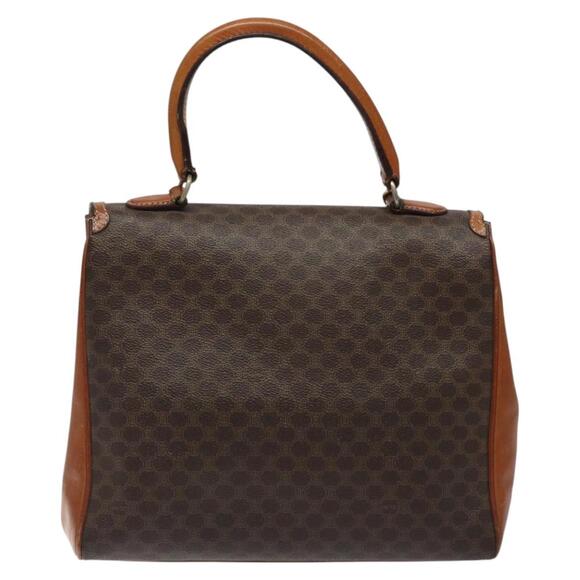 CELINE Macadam Canvas Hand Bag Pvc Leather Brown Gold - Picture 3 of 13